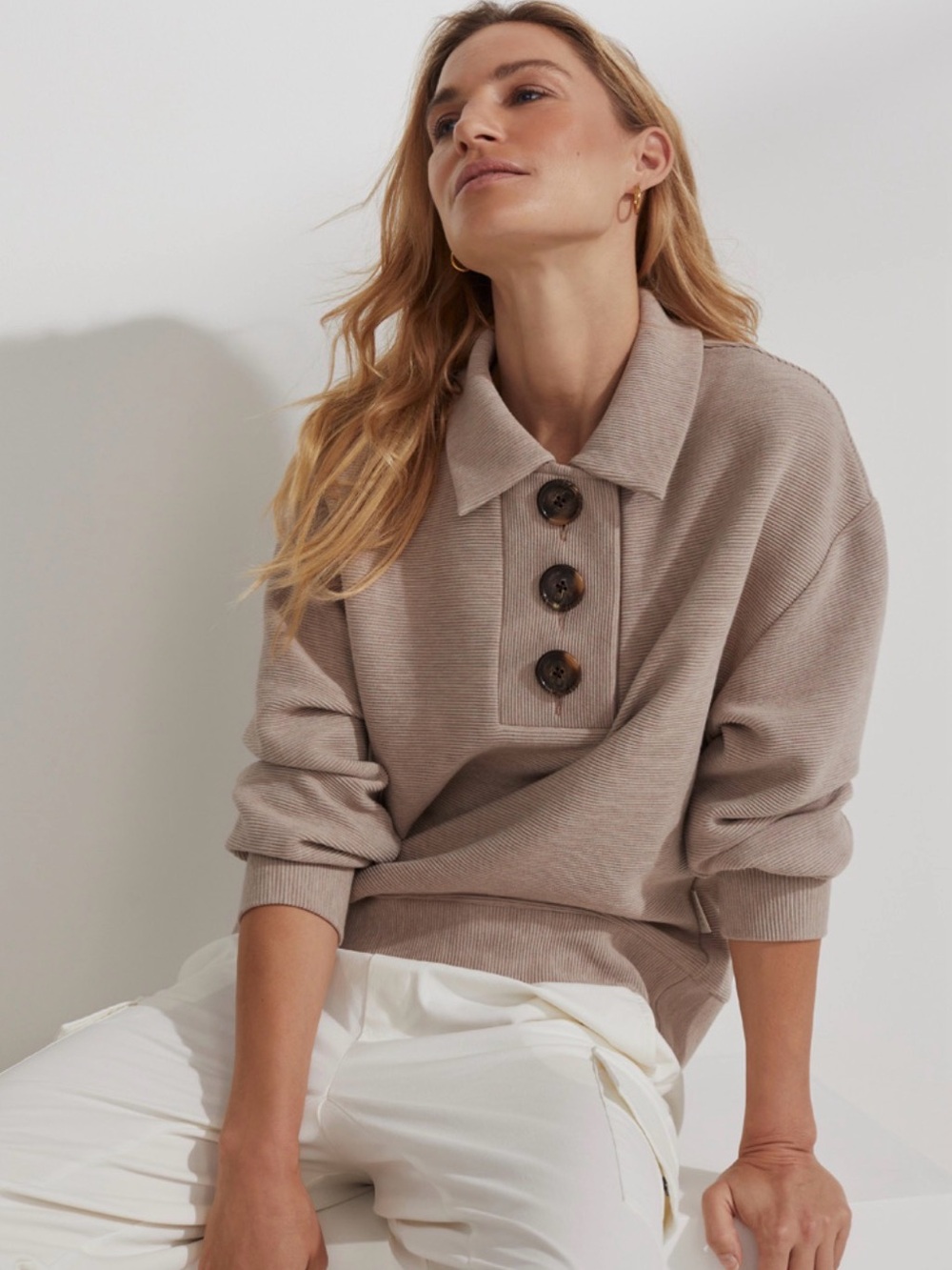 Varley Andale Sweatshirt Taupe Size Large